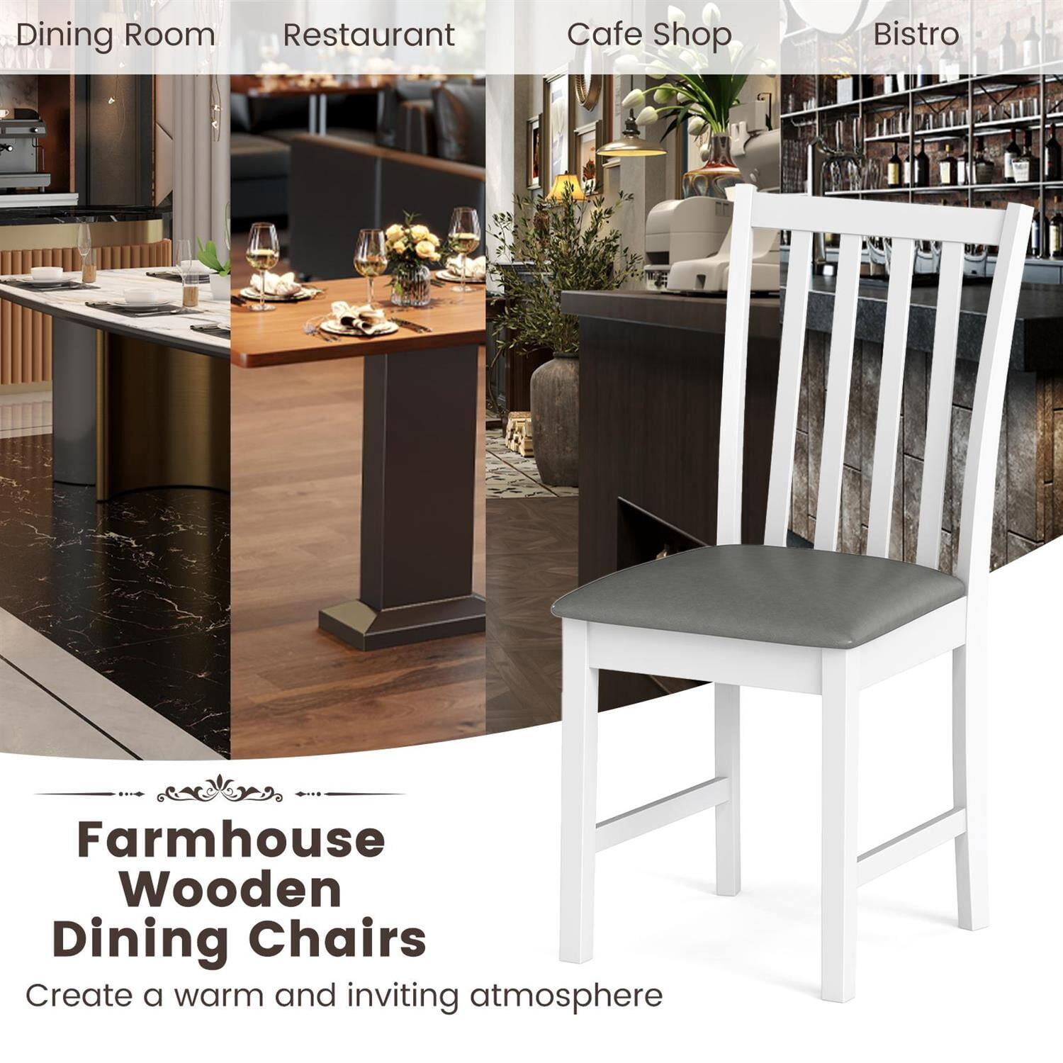 Dining Room  
Restaurant  
Cafe Shop  
Bistro  

Farmhouse Wooden Dining Chairs  

Create a warm and inviting atmosphere