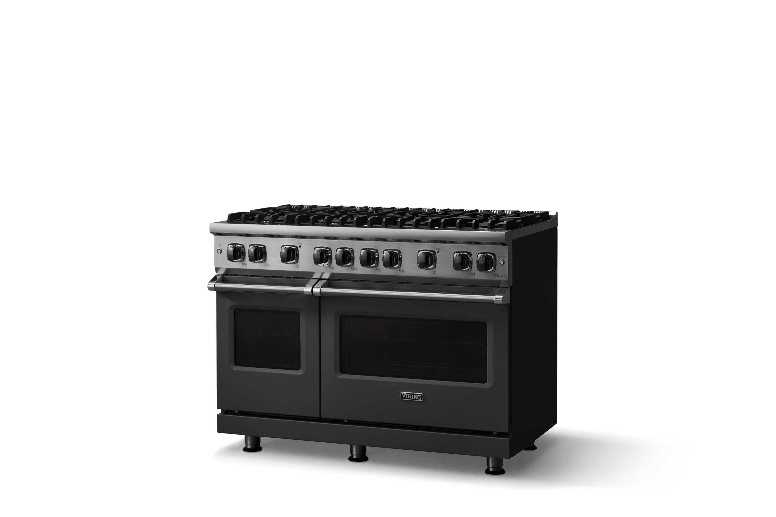 Angle. Viking - 6.1 Cu. Ft. Professional 5 Series Freestanding Double Oven Liquid Propane Gas Convection 8 Burner Range - Antique Bronze.