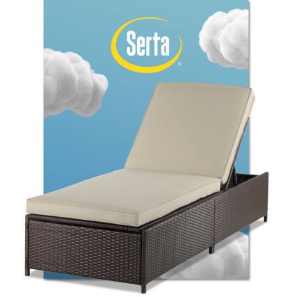 Front. Serta - Serta Laguna Outdoor Storage Chaise Lounge, Brown Wicker with Beige Cushions - Beige.