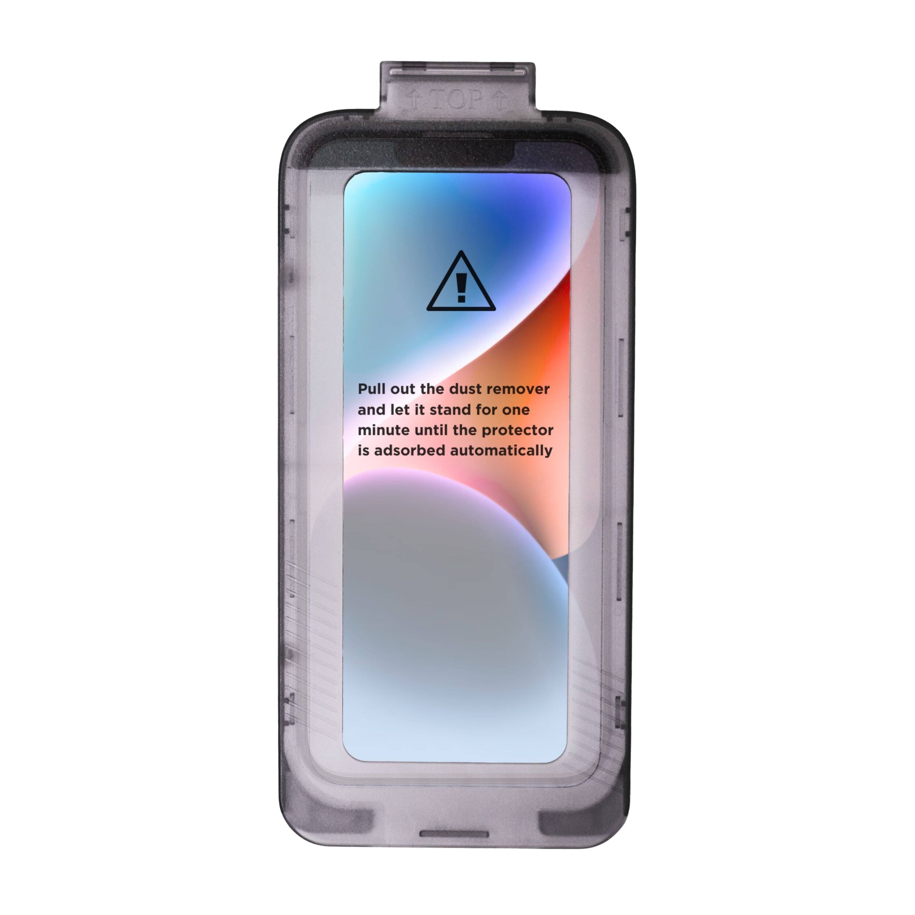 Pull out the dust remover and let it stand for one minute until the protector is adsorbed automatically.