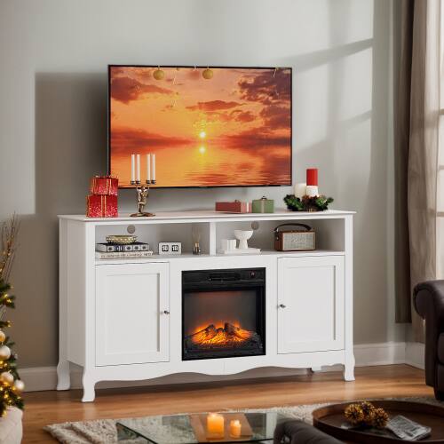 Front. Winado - 58" TV Stand Cabinet with 18" Remoted Control Electric Fireplace Heater Entertainment Center for Up to 70" TVs - White.