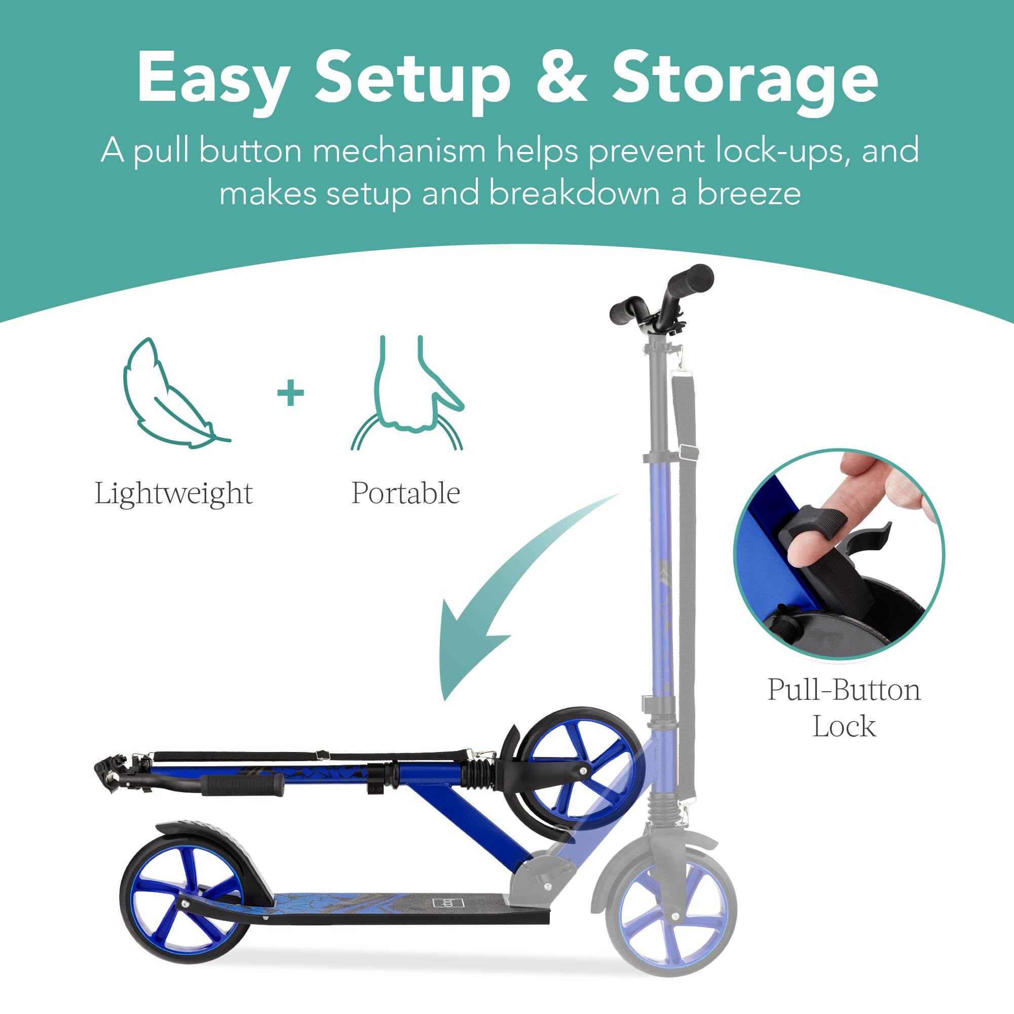 Easy Setup & Storage

A pull button mechanism helps prevent lock-ups, and makes setup and breakdown a breeze

Lightweight + Portable

Pull-Button Lock