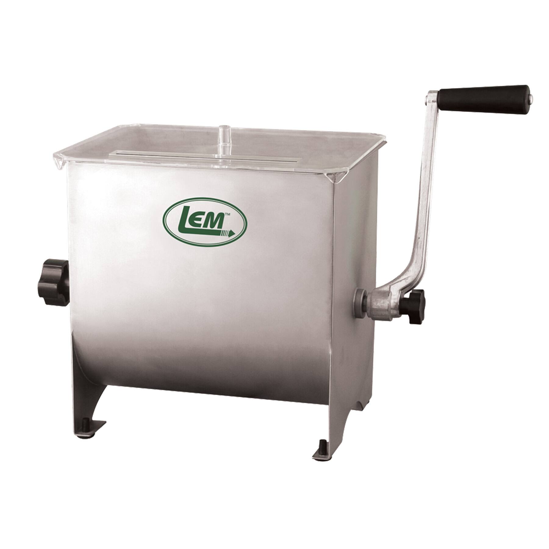 Front. LEM Product - Mighty Bite Manual Meat Mixer 20LB Capacity - Silver.