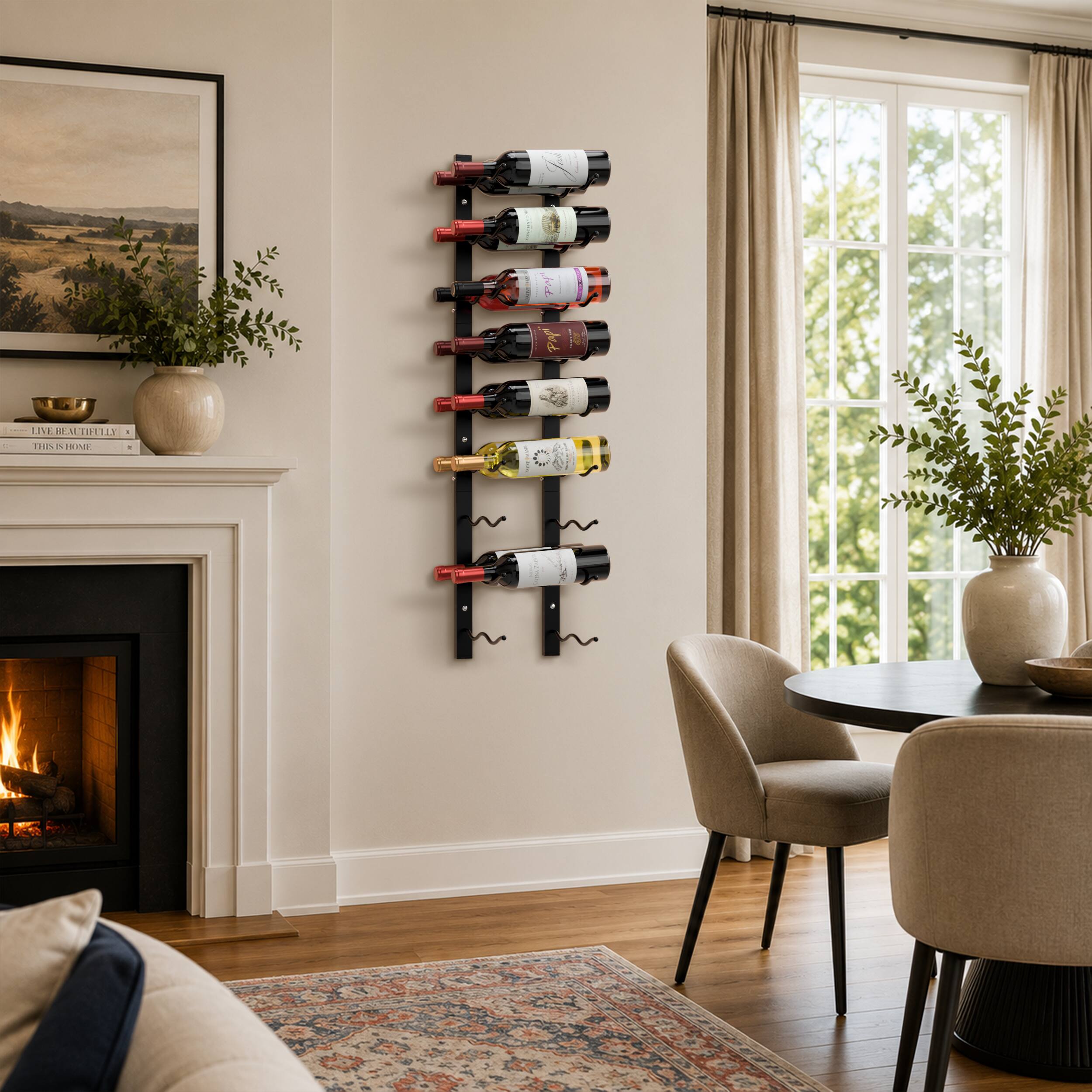 Sorbus Wall Mounted Wine Rack, 18 Bottle Double Row Holder, 1 Pack ...