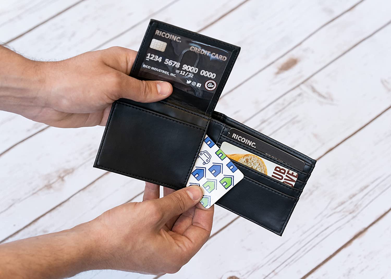 RICOINC.  
CREDIT CARD  
1234 5678 9000 0000  
RICO INDUSTRIES, INC.  
12/22  

RICOINC.  
UB OVE