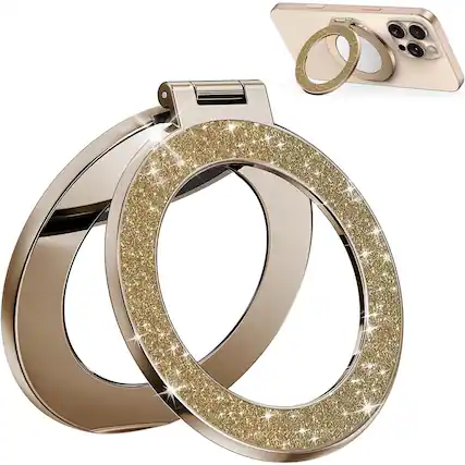 Front. PARKER SLATER - Magnetic Phone Ring Holder & Kickstand, Glitter, Desert Titanium - Desert Titanium.