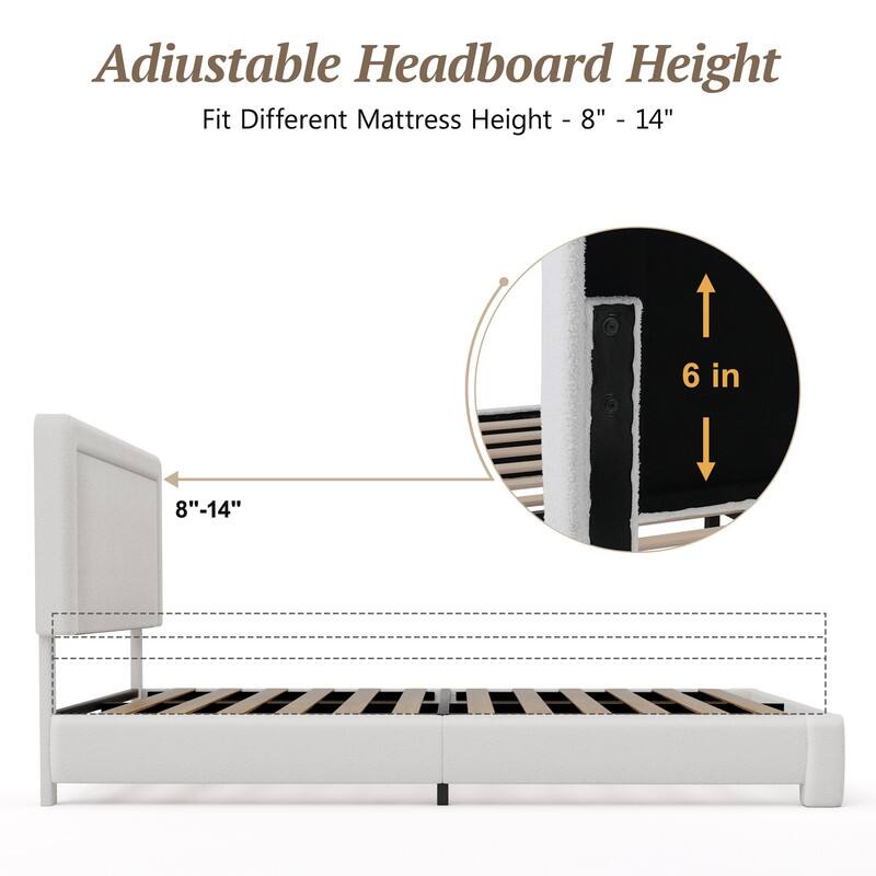 Adjustable Headboard Height  
Fit Different Mattress Height - 8" - 14"  

8" - 14"  
6 in