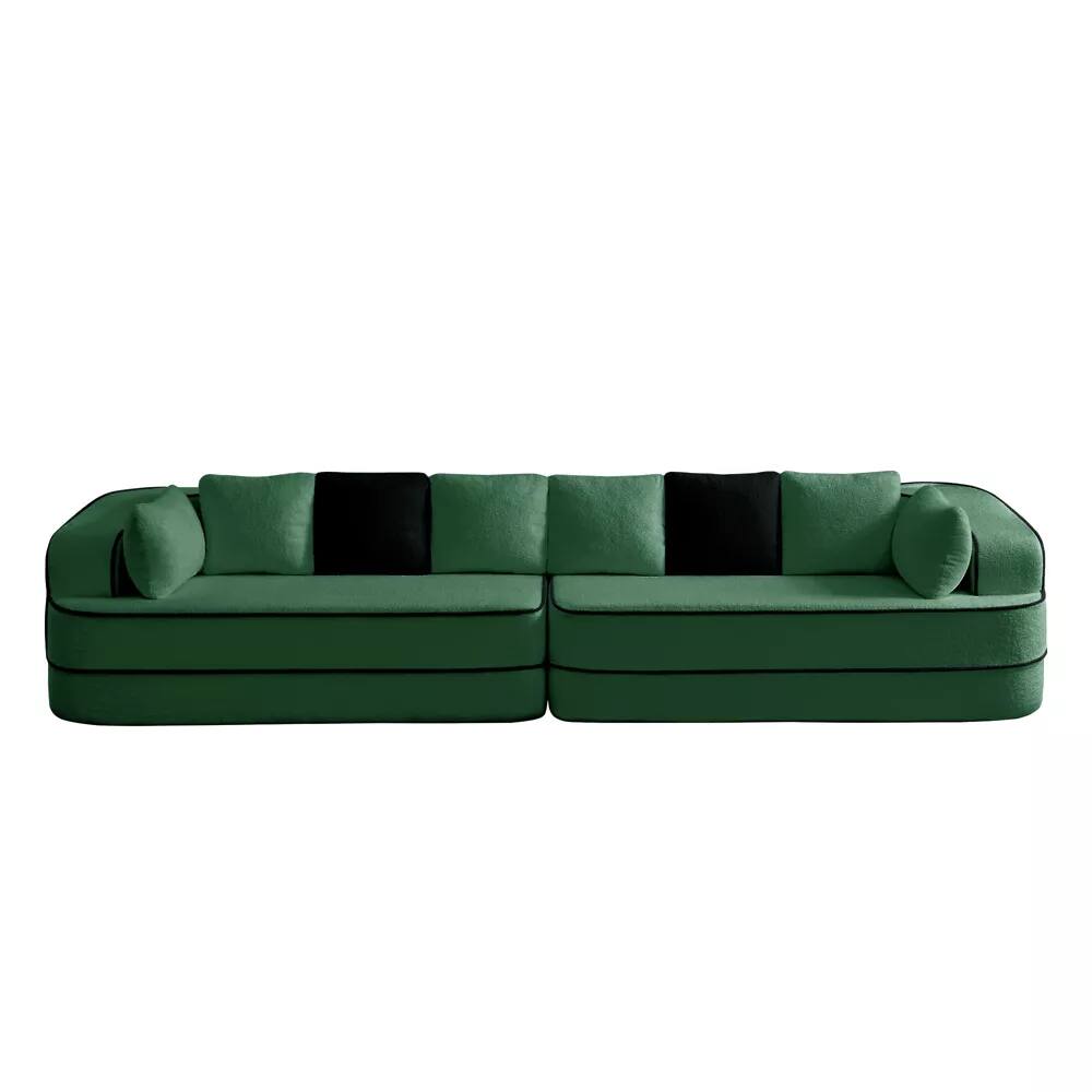 Left. Aukfa - 135" Oversized 4 Seats Fluffy Comfy Couch Teddy Fabric Modular Sofa for Living Room - Green.