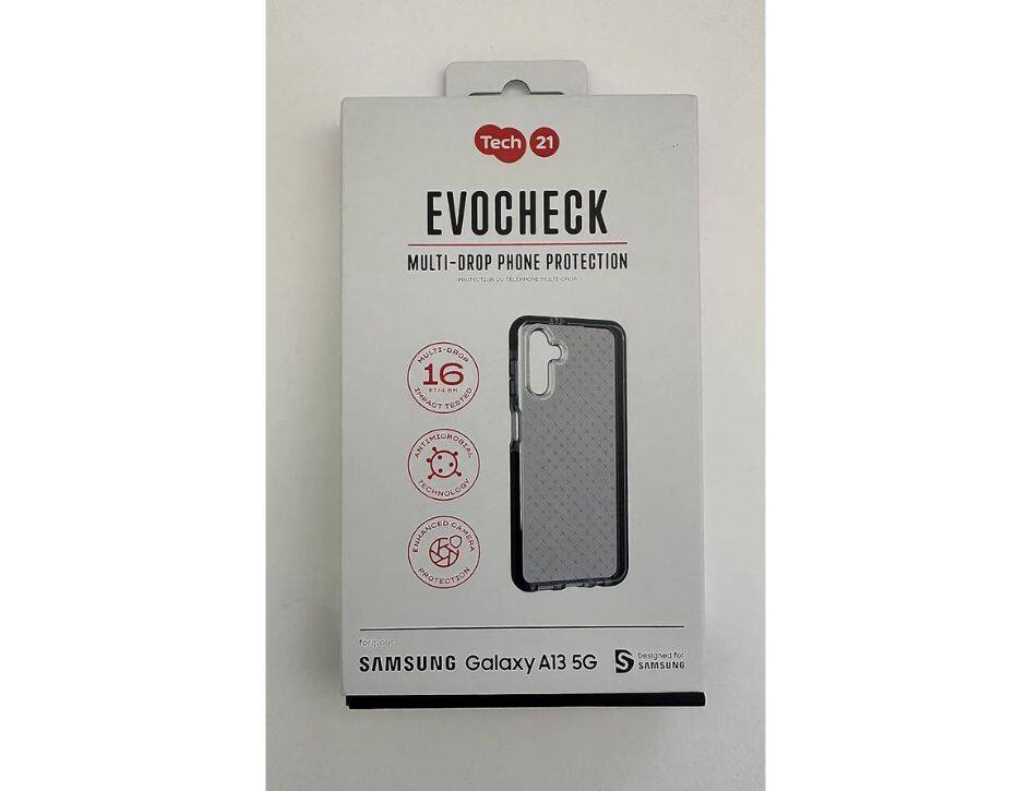 Tech 21 EVOCHECK MULTI-DROP PHONE PROTECTION

MULTI-DROP PHONE PROTECTION

16

P1/LM EMPACT TECHNOLOGY

ENHANCED CAMERA PROTECTION

fodigout

SAMSUNG Galaxy A13 5G

Designed for S SAMSUNG