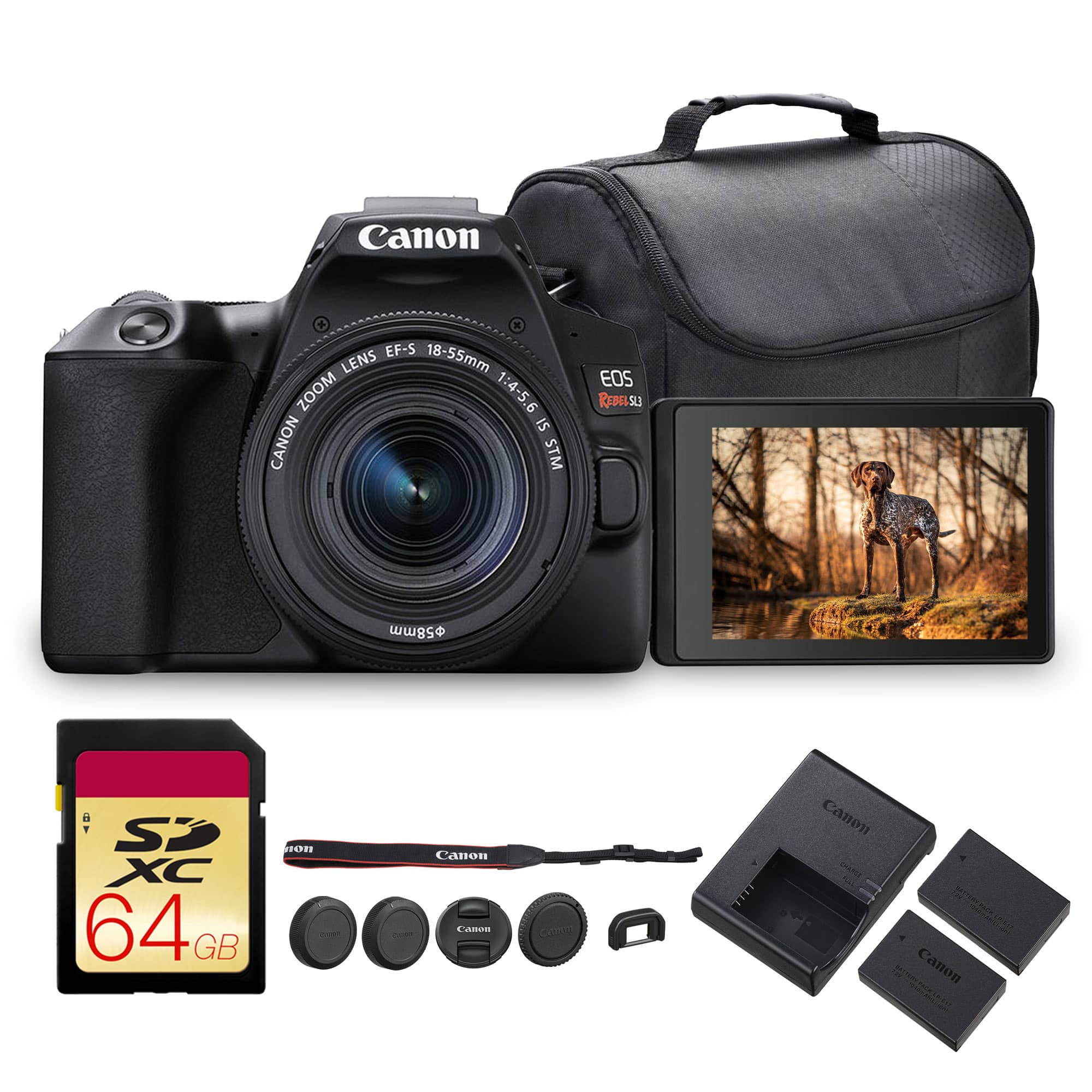 Canon - EOS Rebel SL3 DSLR Camera Kit 18-55mm Lens Vari-Angle Screen Bundle