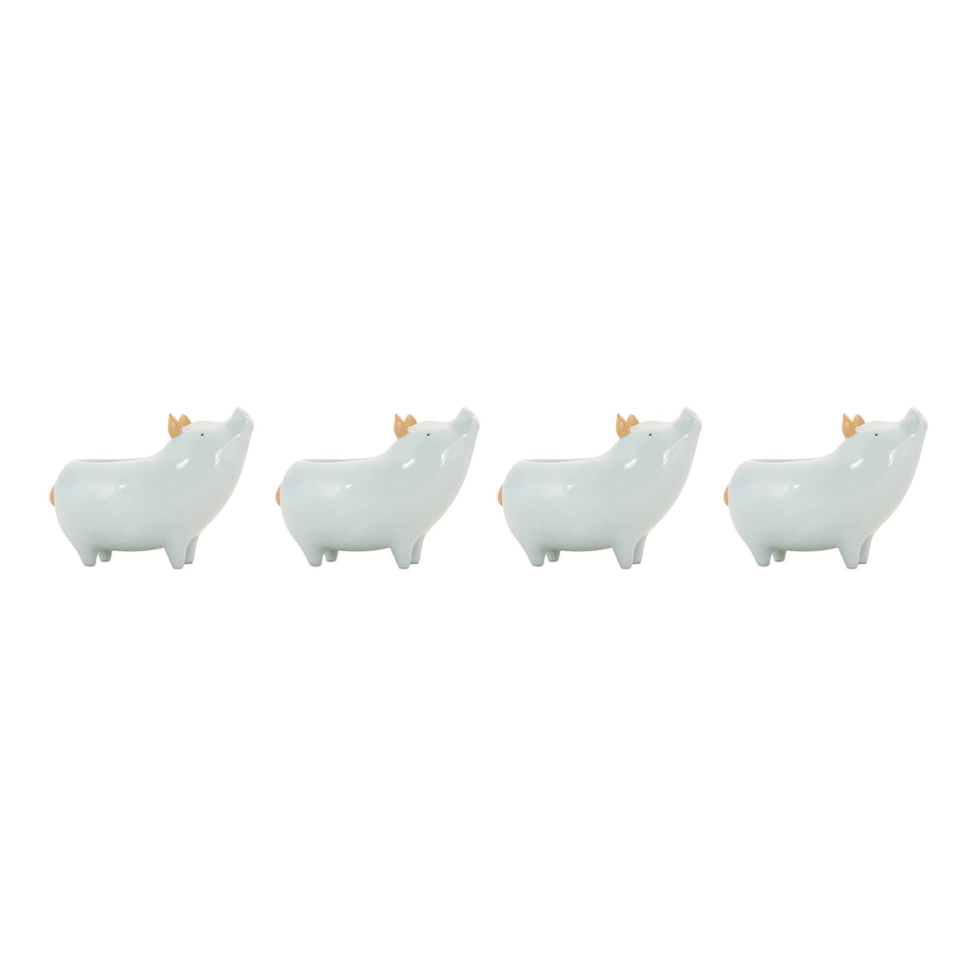 Back. BreeBe - Chic Pig Planter (Set of 4) - Blue.