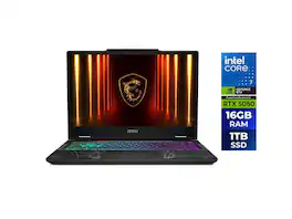 MSI - Cyborg 15 15.6" FHD 144Hz, Core 7 240H, RTX 5050, 16GB DDR5, 1TB SSD, Win 11 Laptop - Translucent Black