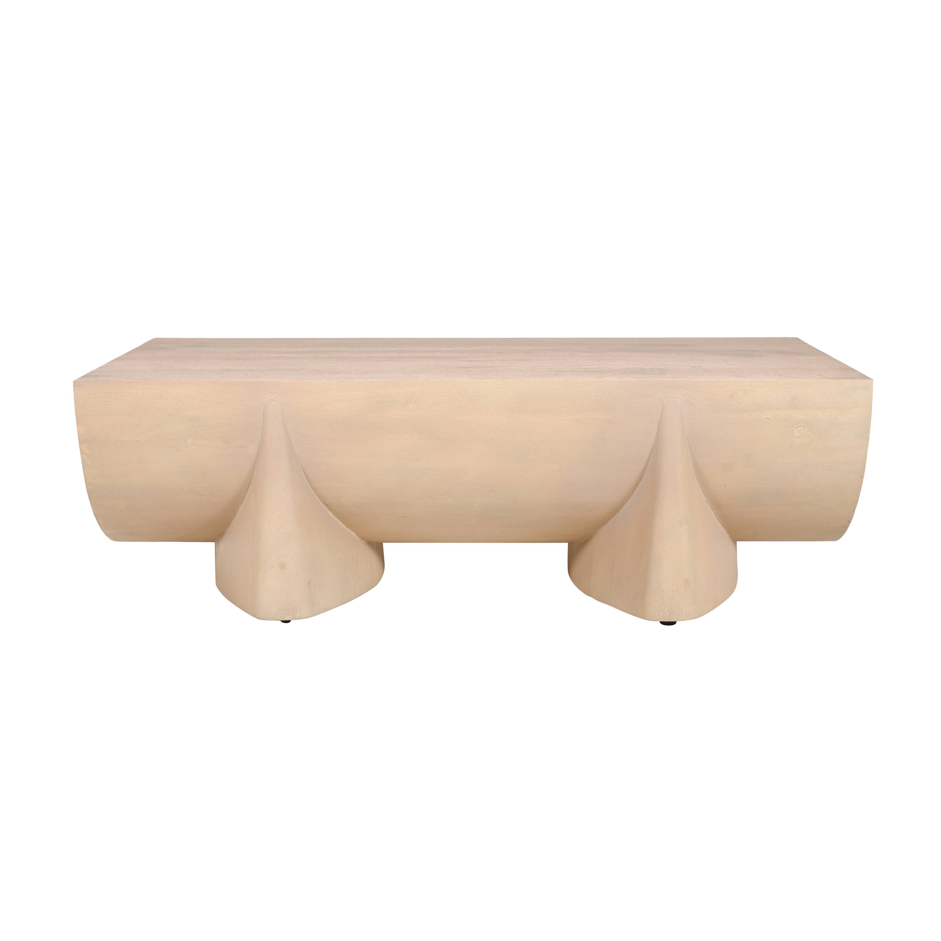 Angle. Manhattan Lane - Wilhelm Coffee Table | 48" Log Design | Natural Mango Wood Hand Crafted - Oak Brown.