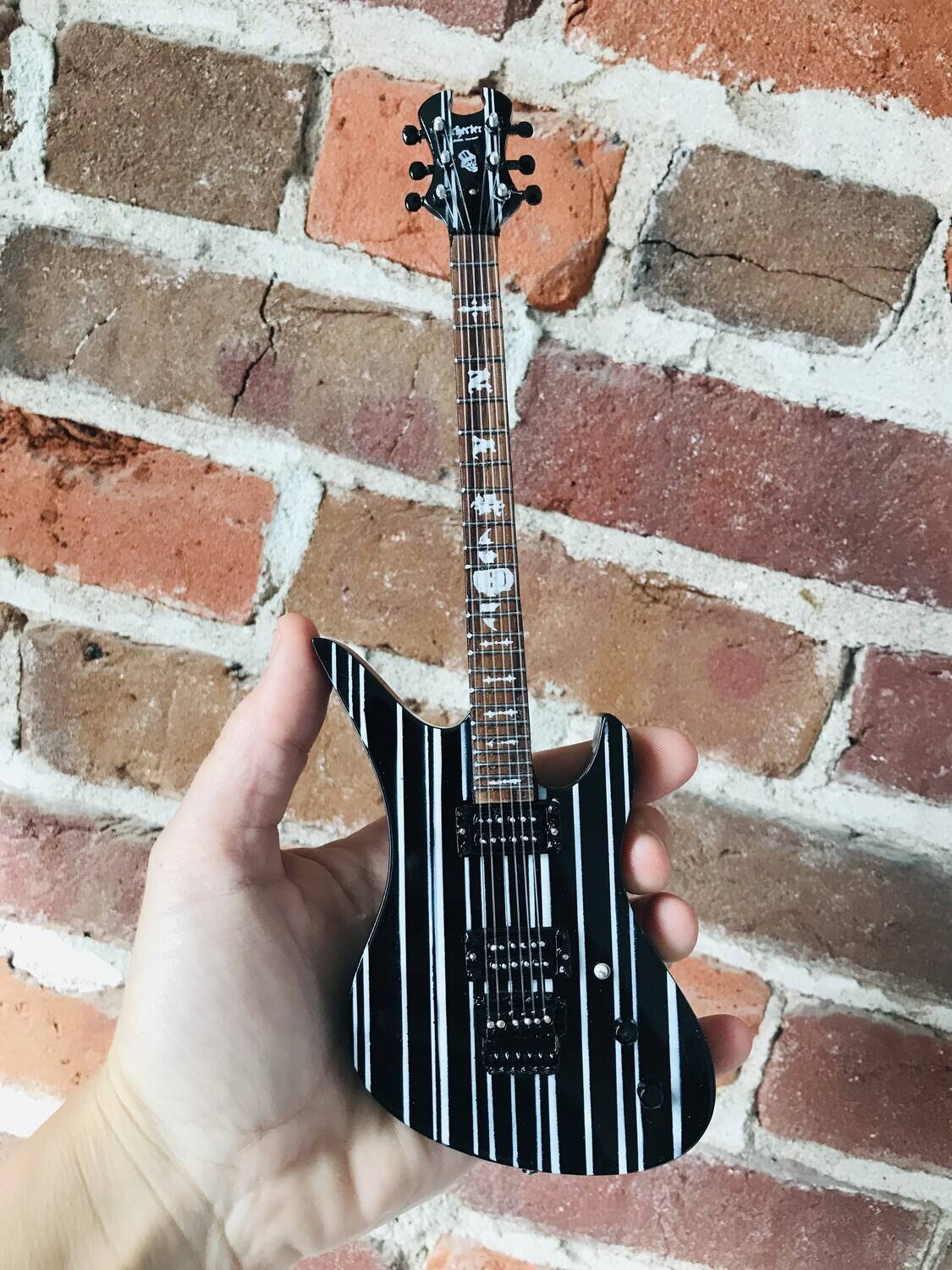 Alt View 2. Axe Heaven - Avenged Sevenfold - Axe Heaven Black with Silver Stripes Mini Guitar SG-660   - COLLECTIBLES - Multicolor.