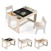 Front. Costway - Costway Multifunctional Kids Table & 2 Chairs Set with Removable Double-sized Tabletop - Natural + White.