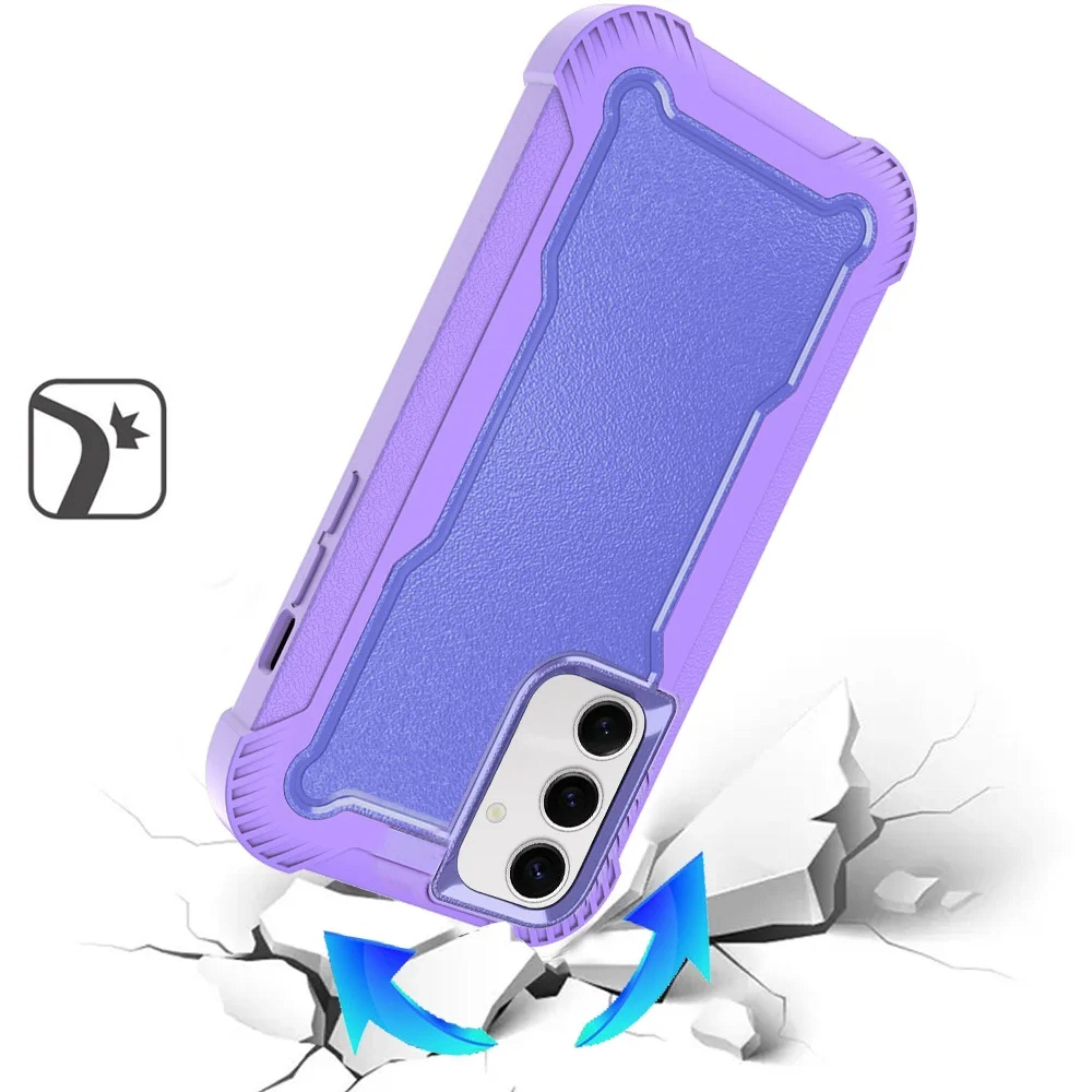 Left. Kitcheniva - Thick Layered Shock Absorbent Cover Plus Tempered Glass For Samsung S25 Plus/S24 Plus Purple - Purple.