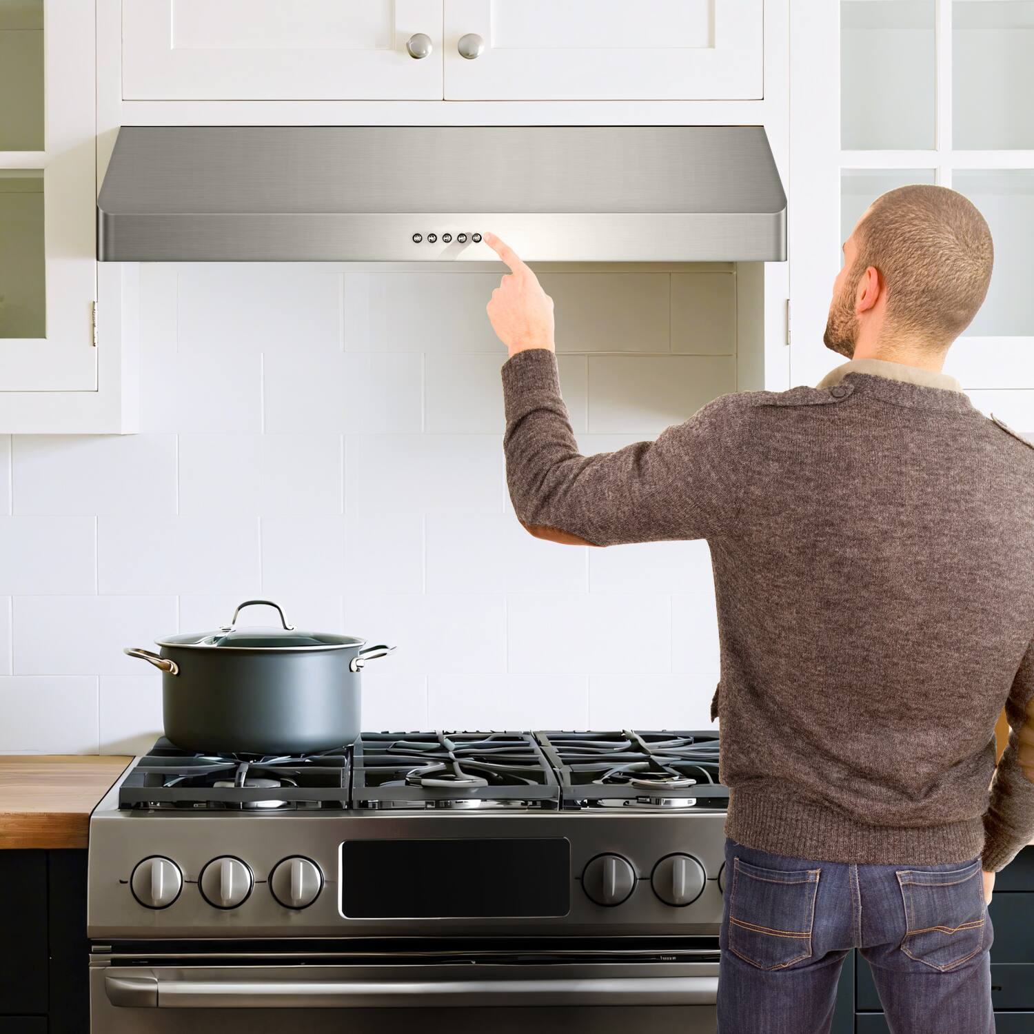Aobosi 20 inches Externally Vented Under cabinet Range Hood Silver ...