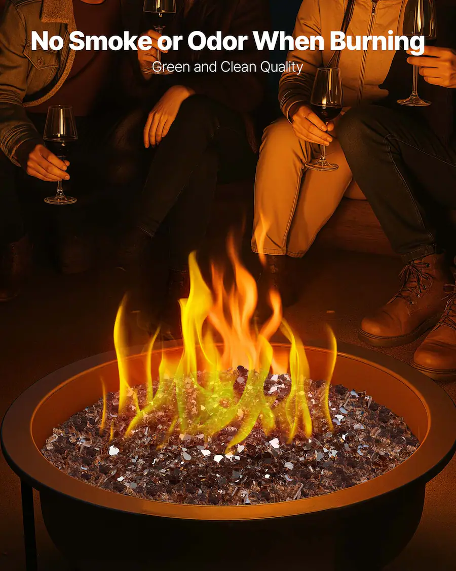 High Roks VEVOR Fire Glass, 10 LBS / 4.5 KG High Temperature Resistant Fireplace ...
