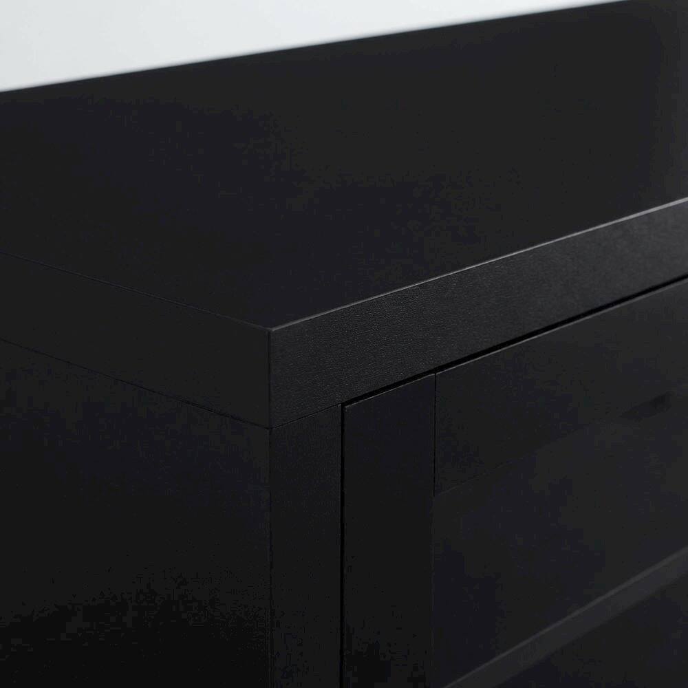 Alt View 4. FurniFact - Black engineered wood TV stand, 4 doors, modern design,, durable materials - Brown.