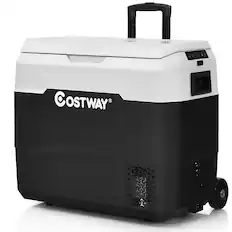 Front. Costway - 53 QT Portable Car Refrigerator Dual-Zone Car Cooler for RVs - White.