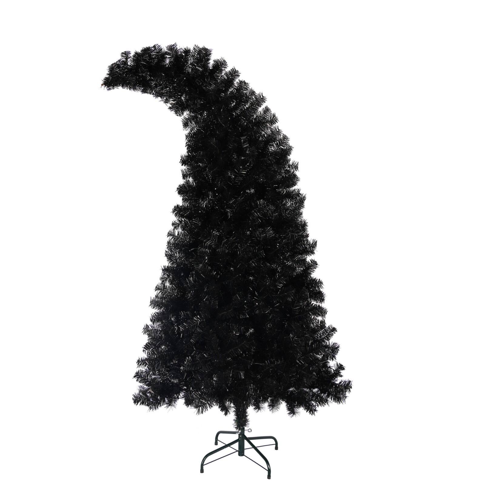 Alt View 9. Ecooso - 6FT Artificial Christmas Tree with LED Light, Pre-Lit Curved Shape Artificial Whimsical Xmas Tree with 900 Tips - Black.
