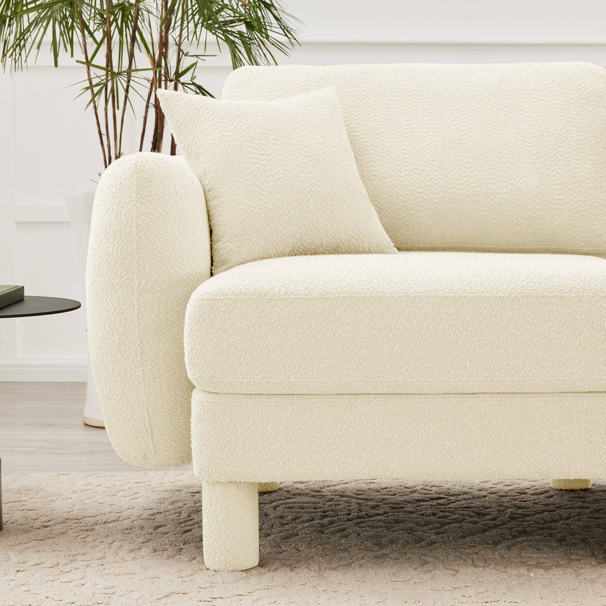 Alt View 6. Boyel Living - Boucle Fabric 2 Seat Sectional Loveseat Sofa - Beige.