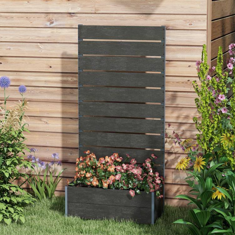 Alt View 9. PULUZ - Trellis Planter for Climbing Plants, Raised Garden Bed with Trellis, Planter Box for Outdoor - Black.