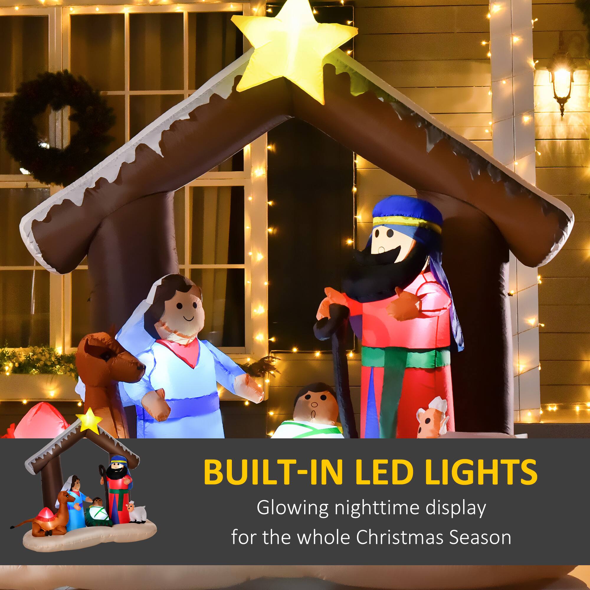 BUILT-IN LED LIGHTS  
Glowing nighttime display for the whole Christmas Season
