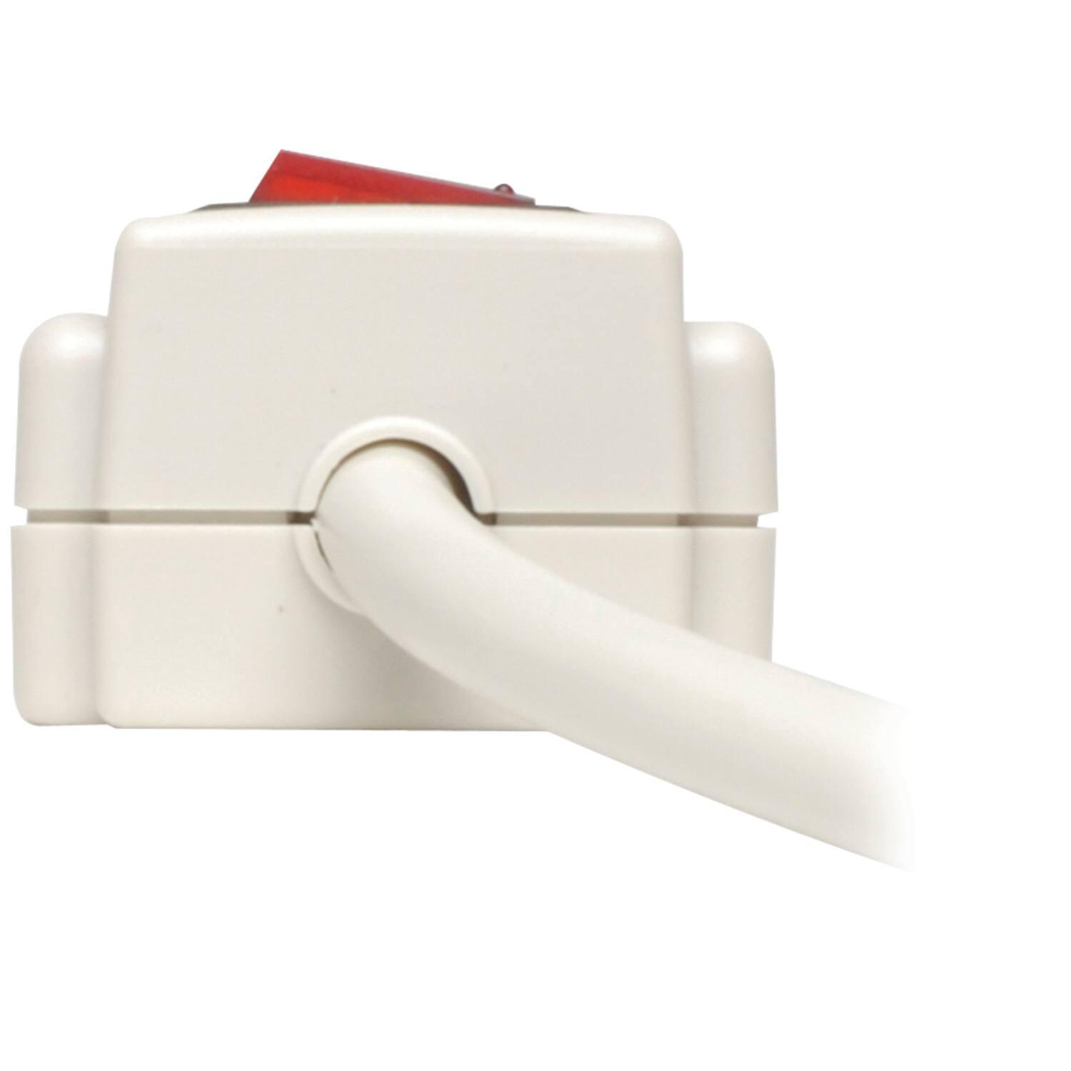 Back. Tripp Lite - Tripp Lite By Eaton 790-joules Surge Protector With Telephone, Fax, And Modem Protection, 6 Outlets, 4-ft. Cord - White.