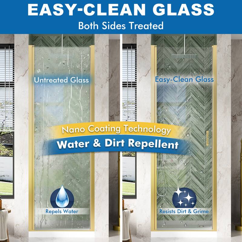 EASY-CLEAN GLASS  
Both Sides Treated  

Untreated Glass  
Easy-Clean Glass  

Nano Coating Technology  
Water & Dirt Repellent  

Repels Water  
Resists Dirt & Grime