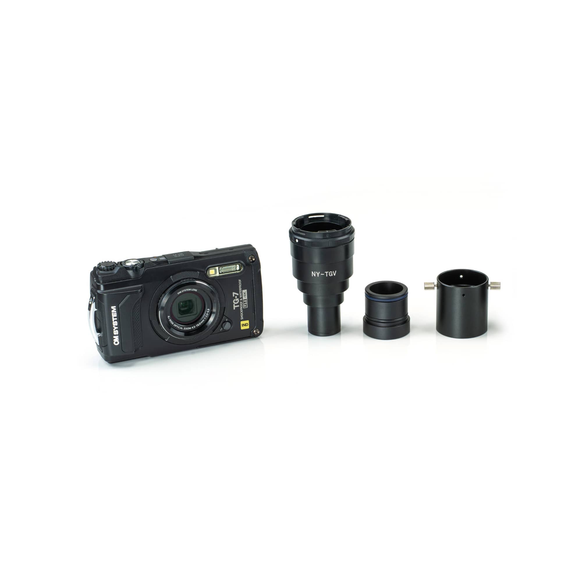 OM System - TG-7 INDUSTRY Digital Camera and NY-TGV Microscope Adapter Kit (Black)