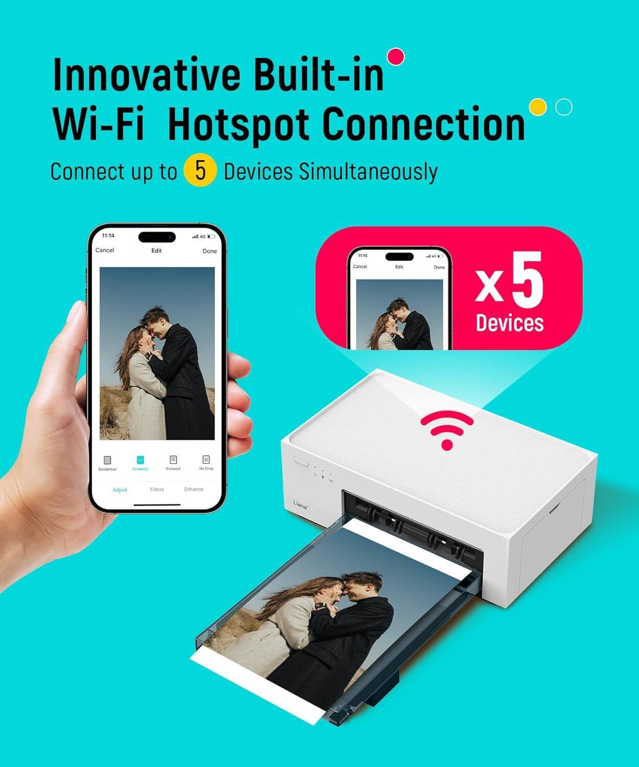 Innovative Built-in Wi-Fi Hotspot Connection
Connect up to 5 Devices Simultaneously
x5 Devices