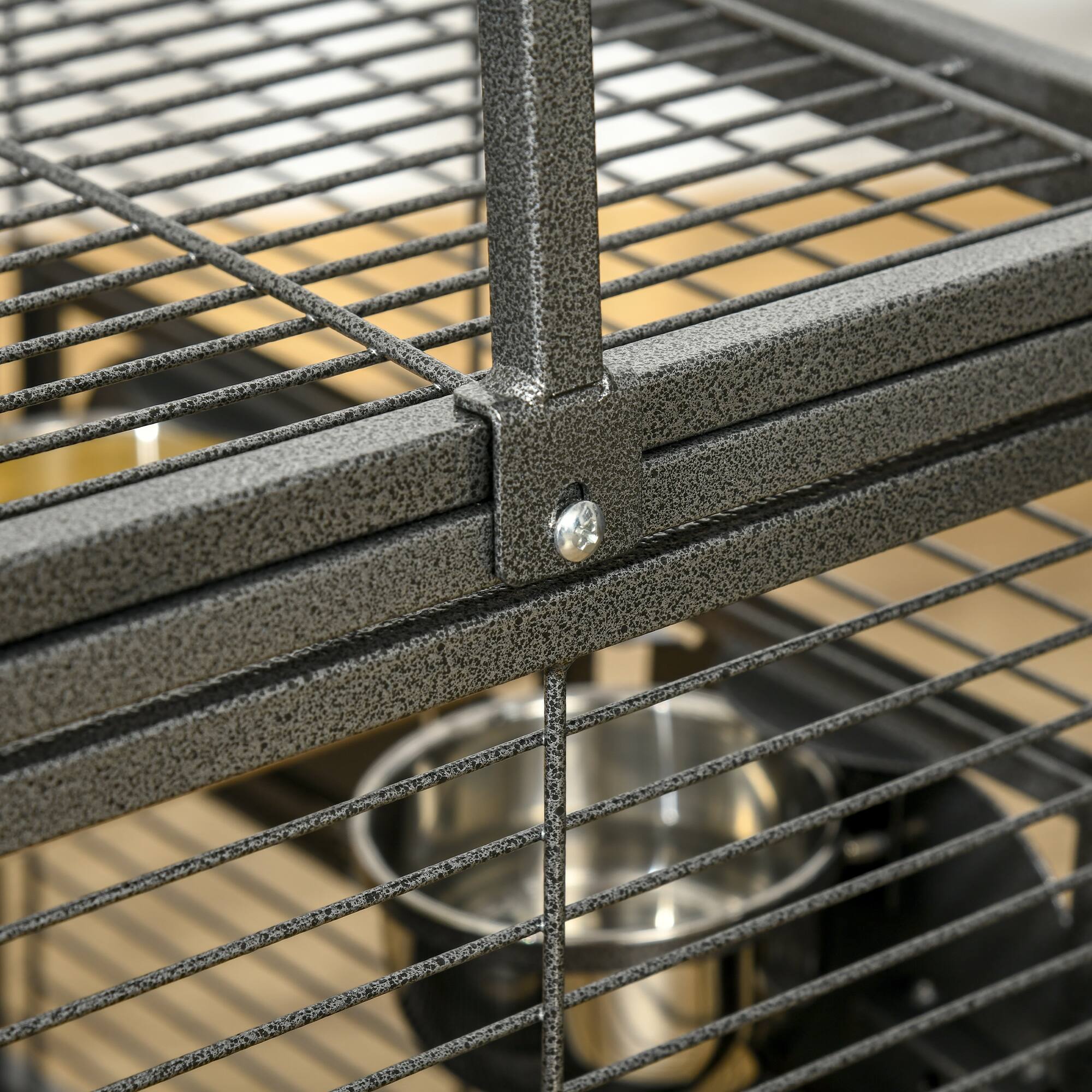 Alt View 4. Pawhut - 18" Heavy Duty Wrought Iron Travel Bird Cage Carrier With Handle Perch And Accessories.