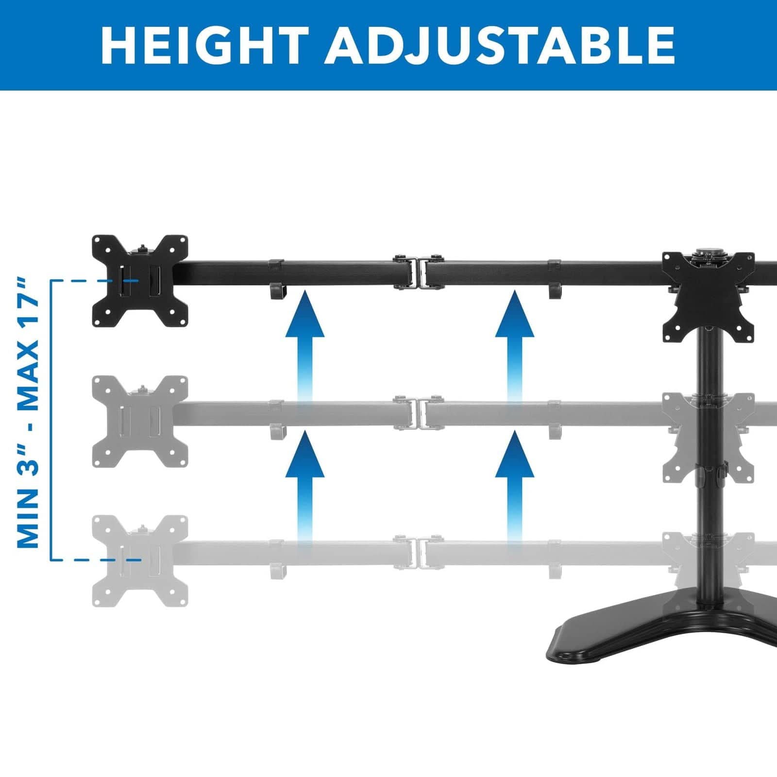 HEIGHT ADJUSTABLE  
17" - MAX 3" MIN