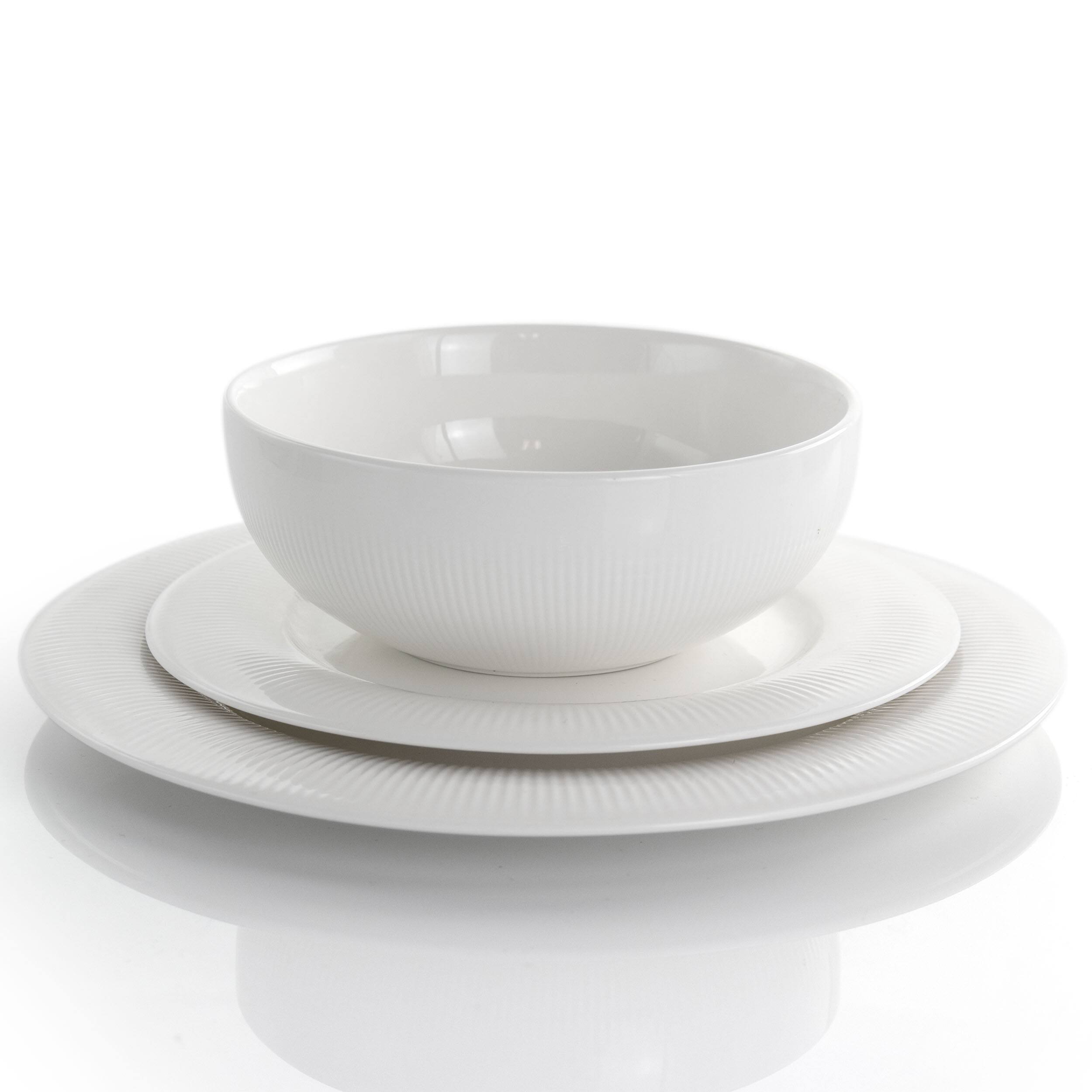 Alt View 1. Elama - Elama Pallene 20 Piece Porcelain Dinnerware Set in White - White.