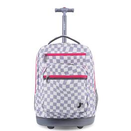J World - Unisex Sundance 20" Rolling Backpack With Laptop Sleeve For School And Travel - LAVENDER CHECKERS