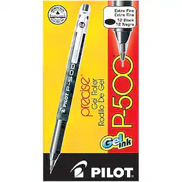 Pilot - Precise P-500 Gel Pens, Extra Fine Point, Ink, Dozen - Black