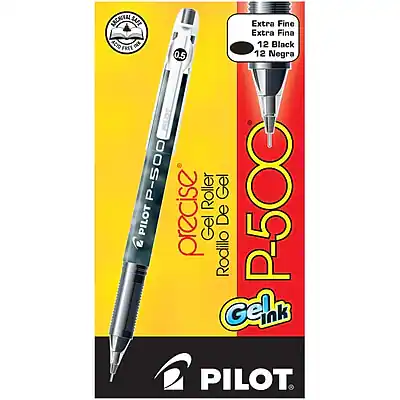 PILOT P500 Gel Ink Roller Pen
Extra Fine
12 Black
P-500
Gel De Gel
Rodillo De Gel
Precise
PILOT