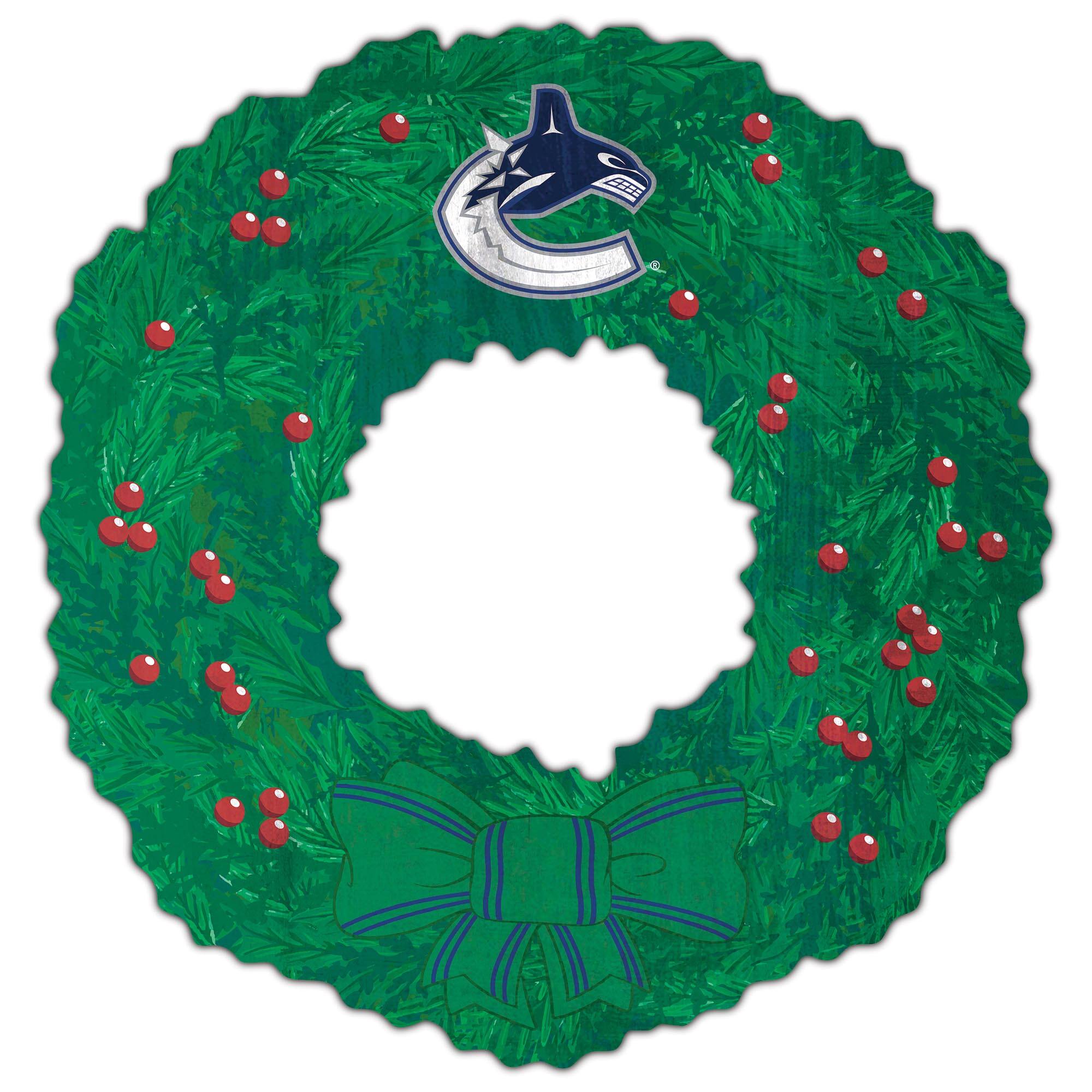 Front. Fan Creations - Vancouver Canucks 16'' Team Wreath Sign - Green.