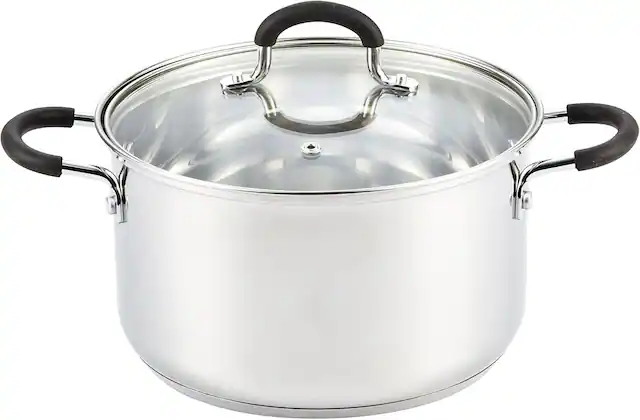 Front. Cook N Home - 5 qt. Professional Stainless Steel Sauce Pot Casserole Saucier Induction Pot Stockpot With Lid, Stay-Cool Handles - stainless steel.
