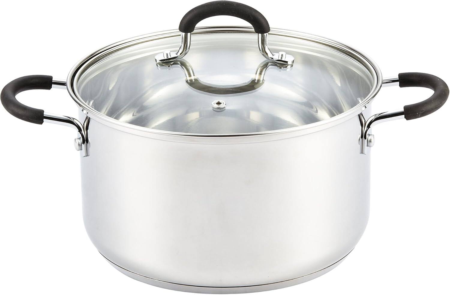 Front. Cook N Home - 5 qt. Professional Stainless Steel Sauce Pot Casserole Saucier Induction Pot Stockpot With Lid, Stay-Cool Handles - stainless steel.