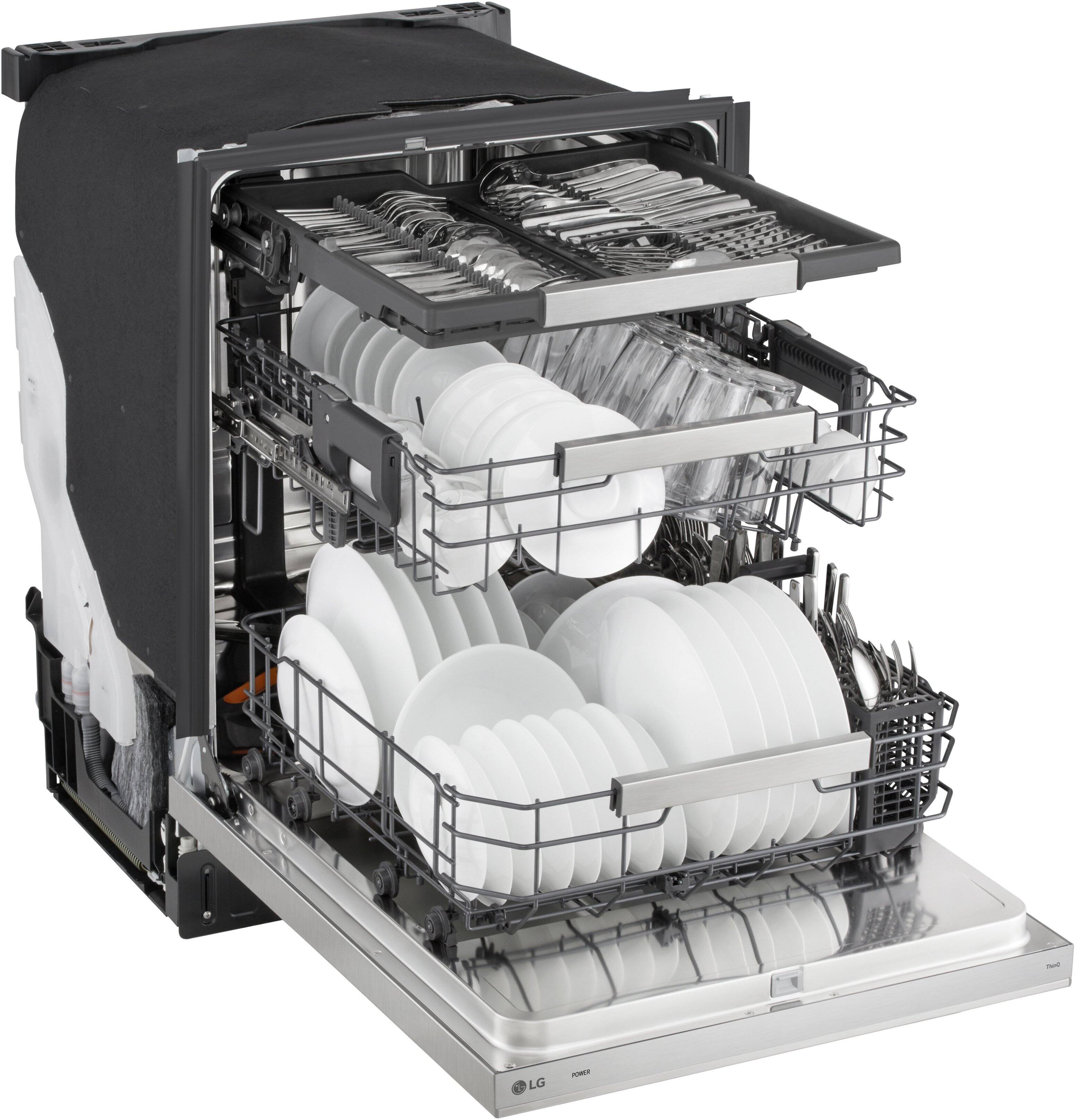 Alt View 12. LG - FlushFit 24" Top Control Smart Built-In Stainless Steel Tub Dishwasher with 3rd Rack, 1 Hour Wash & Dry Cycle and 42dBA - Stainless Steel.