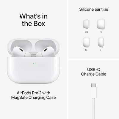Apple AirPods Pro (2nd generation) with MagSafe Case (USB‑C) White Apple AirPods Pro (2nd generation) with MagSafe Case (USB‑C) White
