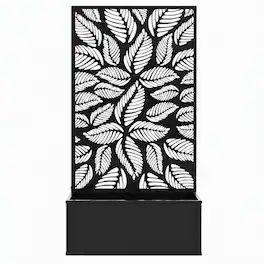 RYHNUYNE - Wall Mounted Metal Raised Garden Bed with Decorative Privacy Panel Trellis, 24 Inch Planter Box for Climbing - Black