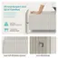 The text on the image is grouped and corrected as follows:

1. Strong Support and Sit in Comfort: This phrase emphasizes the comfort and support provided by the product.
2. 2.4-Inch Raised Sides: This feature prevents items from slipping and provides armrests for added comfort and safety.
3. 600 LBS Weight Capacity: The product can support up to 600 pounds, ensuring durability and stability.
4. 19" Thickened wooden base: The base of the product is made of thickened wood, providing a sturdy and stable foundation.
5. Super Soft 3D Striped Jacquard: The product is made of super soft 3D striped jacquard material, offering a comfortable and luxurious feel.
6. Luxury Rivet Design: The product features a luxurious rivet design, adding an elegant touch to its overall appearance.
