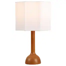 Jonathan Y - Lisbet 21 in. Mid-Century Modern Tubular Gourd Resin LED Table Lamp with Octagonal Shade - Brown