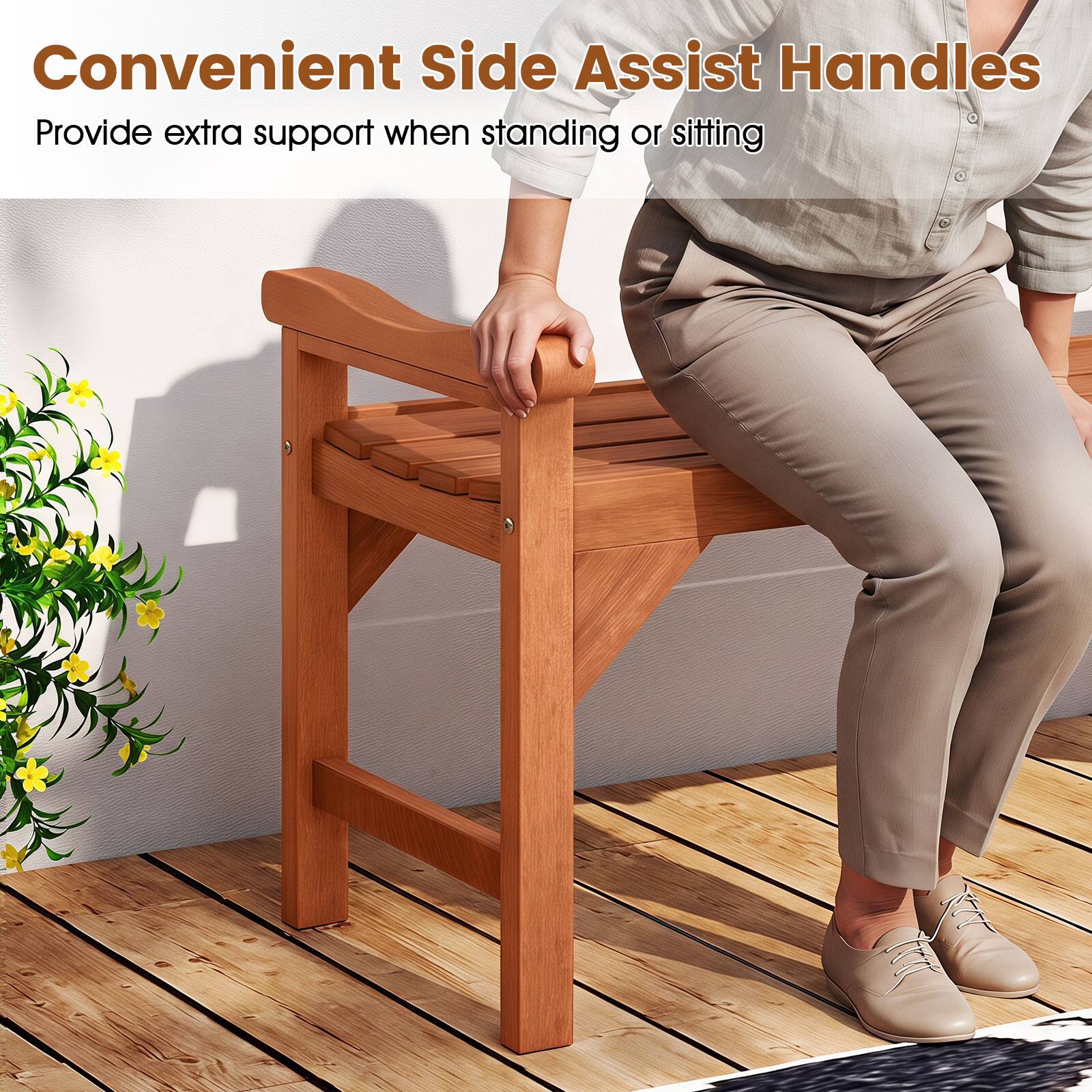 Convenient Side Assist Handles  
Provide extra support when standing or sitting