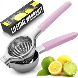 Zulay Kitchen - Stainless Steel Lemon Squeezer with Solid Metal Squeezer Bowl and Food Grade Silicone Handles - Pink