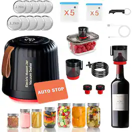 ACJPR - 4-in-1 Electric Mason Jar Vacuum Sealer Kit 86MAX - Black