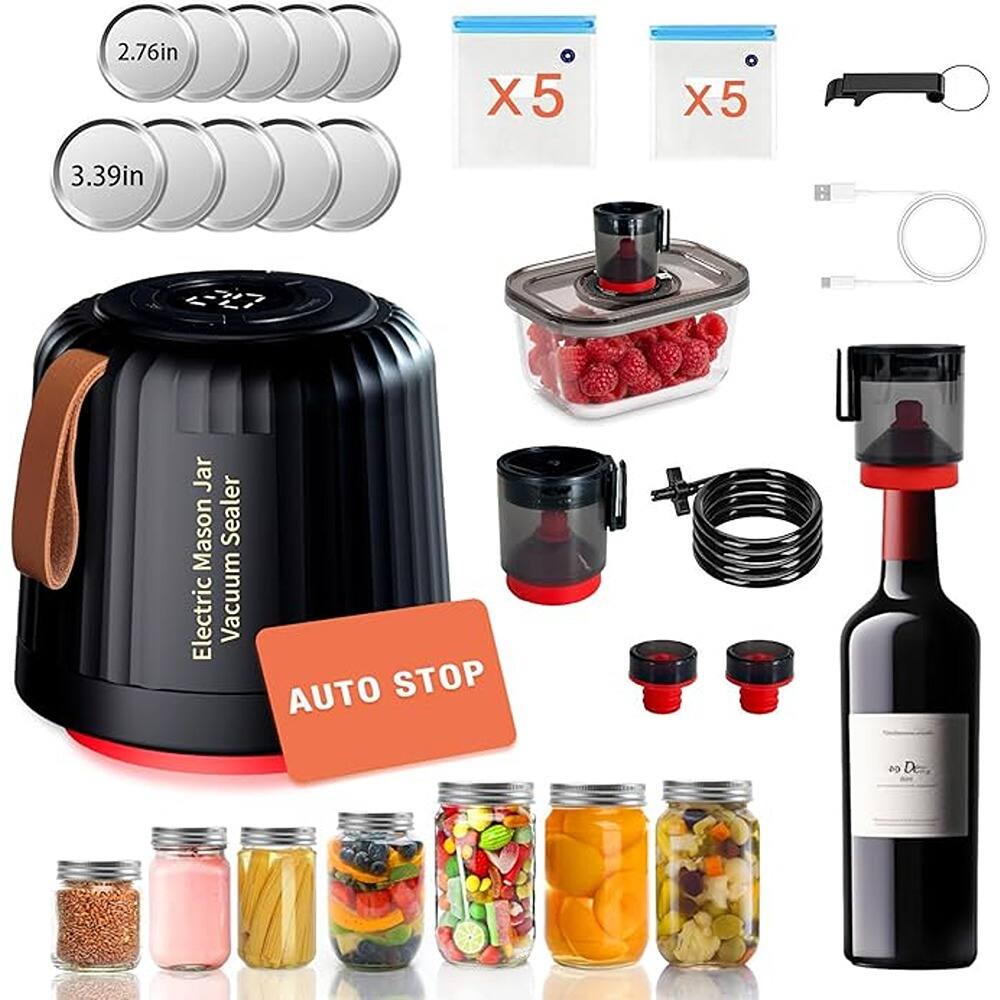 Electric Vacuum Sealer for Mason Jar  
AUTO STOP  
2.76in x 5 x 5 3.39in  
x5 x5
